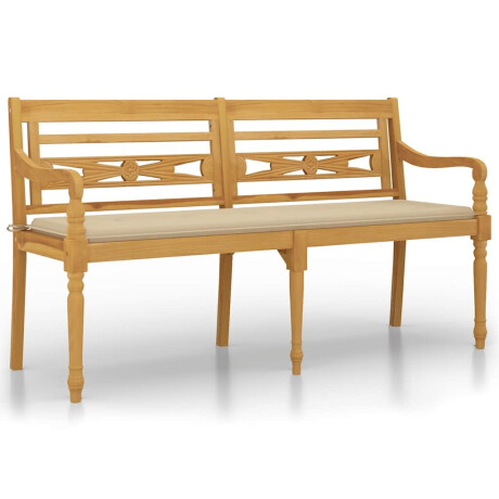 vidaXL Bankje Batavia met beige kussen 150 cm massief teakhout afbeelding2 - 1