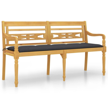 vidaXL Bankje Batavia met antracietkleurig kussen 150 cm teakhout afbeelding2 - 1