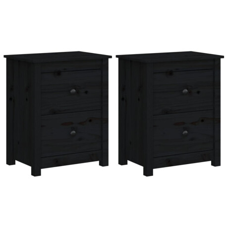 vidaXL Nachtkastjes 2 st 50x35x61,5 cm massief grenenhout zwart afbeelding2 - 1