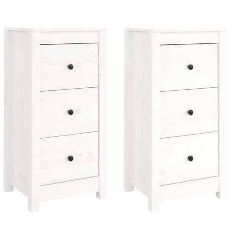 vidaXL Dressoirs 2 st 40x35x80 cm massief grenenhout wit afbeelding2 - 1