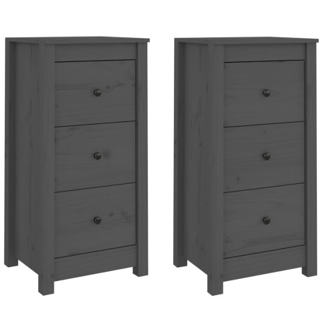 vidaXL Dressoirs 2 st 40x35x80 cm massief grenenhout grijs afbeelding2 - 1