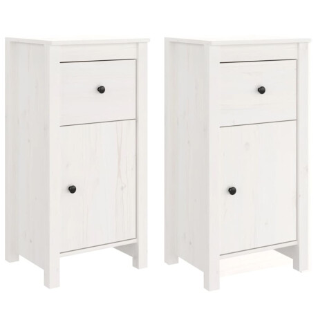 vidaXL Dressoirs 2 st 40x35x80 cm massief grenenhout wit afbeelding2 - 1