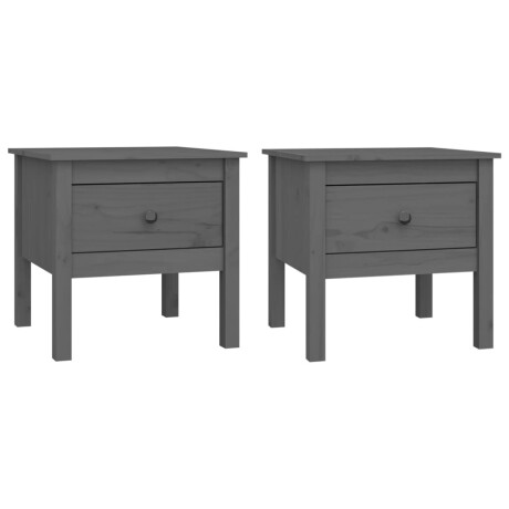 vidaXL Bijzettafels 2 st 50x50x49 cm massief grenenhout grijs afbeelding2 - 1