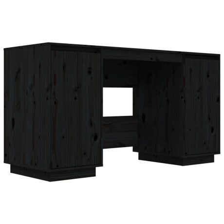 vidaXL Bureau 140x50x75 cm massief grenenhout zwart afbeelding2 - 1