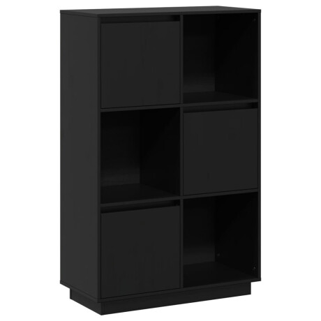 vidaXL Hoge kast 74x35x117 cm massief grenenhout zwart afbeelding2 - 1