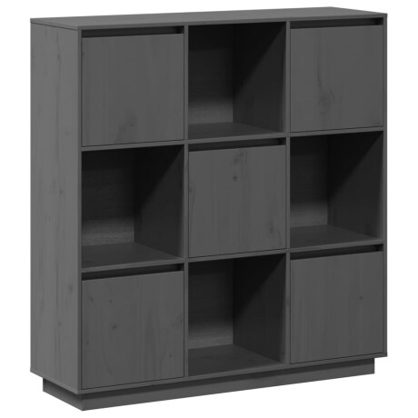 vidaXL Hoge kast 110,5x35x117 cm massief grenenhout grijs afbeelding2 - 1