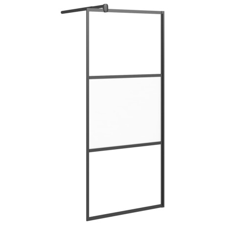 vidaXL Inloopdouchewand 90x195 cm halfmat ESG-glas zwart afbeelding2 - 1