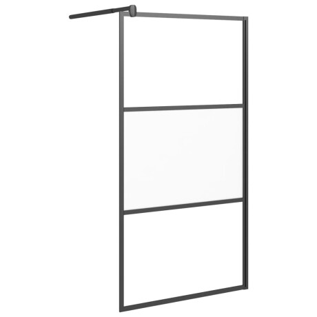 vidaXL Inloopdouchewand 100x195 cm halfmat ESG-glas zwart afbeelding2 - 1
