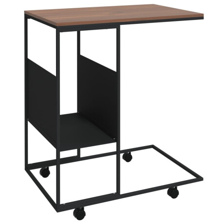 vidaXL Bijzettafel met wieltjes 55x36x63,5 cm bewerkt hout zwart afbeelding2 - 1
