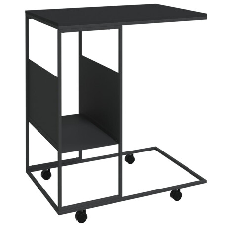 vidaXL Bijzettafel met wieltjes 55x36x63,5 cm bewerkt hout zwart afbeelding2 - 1
