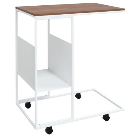 vidaXL Bijzettafel met wieltjes 55x36x63,5 cm bewerkt hout wit afbeelding2 - 1