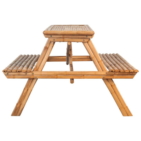 vidaXL Picknicktafel 115x115x81 cm bamboe afbeelding2 - 1