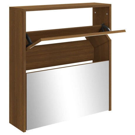 vidaXL Schoenenkast met spiegel 2-laags 63x17x67 cm bruineiken afbeelding2 - 1