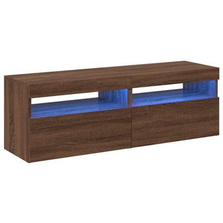 vidaXL Tv-meubels 2 st met LED-verlichting 60x35x40 cm bruineikenkleur afbeelding2 - 1