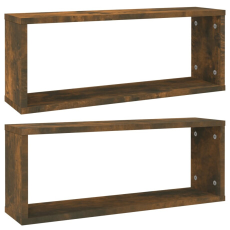 vidaXL Wandschappen kubus 2 st 60x15x23 cm bewerkt hout gerookt eiken afbeelding2 - 1