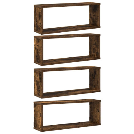 vidaXL Wandschappen kubus 4 st 60x15x23 cm bewerkt hout gerookt eiken afbeelding2 - 1