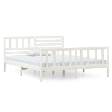 vidaXL Bedframe massief hout wit 140x190 cm afbeelding2 - 1