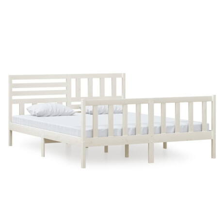 vidaXL Bedframe massief hout wit 160x200 cm afbeelding2 - 1