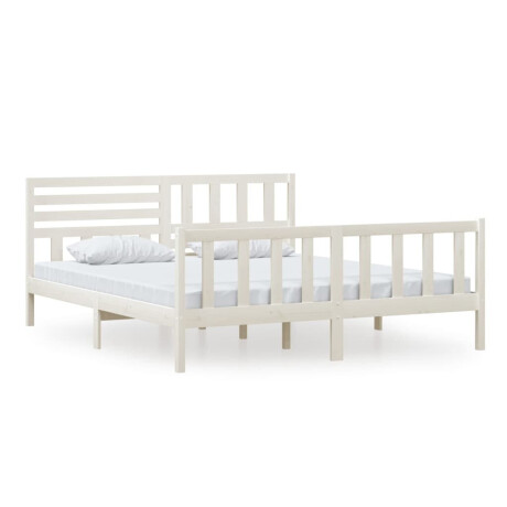 vidaXL Bedframe massief hout wit 180x200 cm afbeelding2 - 1