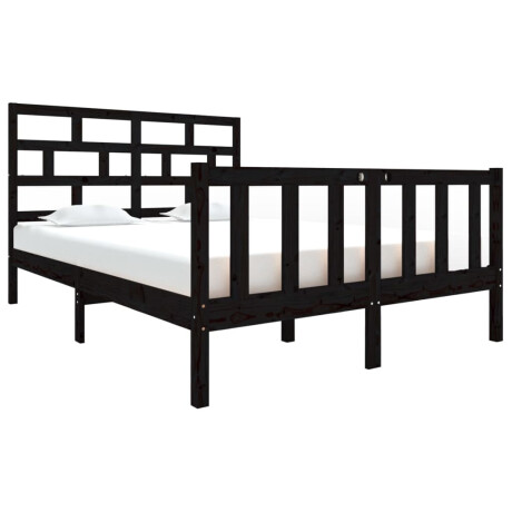 vidaXL Bedframe massief grenenhout zwart 135x190 cm afbeelding2 - 1