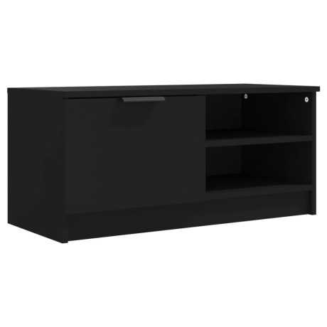 vidaXL Tv-meubel 80x35x36,5 cm bewerkt hout zwart afbeelding2 - 1
