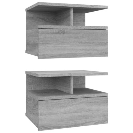 vidaXL Nachtkastjes 2 st zwevend 40x31x27 cm bewerkt hout grijs sonoma afbeelding2 - 1