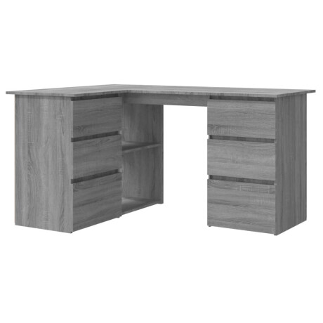 vidaXL Hoekbureau 145x100x76 cm bewerkt hout grijs sonoma eikenkleurig afbeelding2 - 1