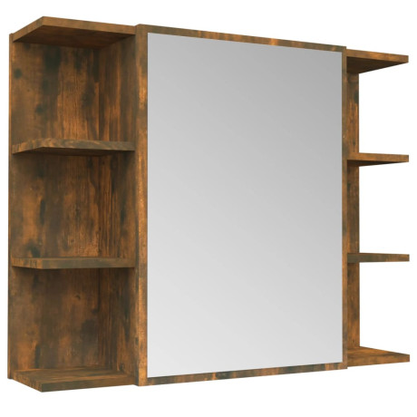 vidaXL Badkamerspiegelkast 80x20,5x64 cm bewerkt hout gerookt eiken afbeelding2 - 1