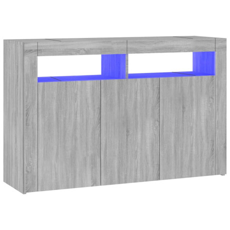 vidaXL Dressoir met LED-verlichting 115,5x30x75 cm grijs sonoma eiken afbeelding2 - 1