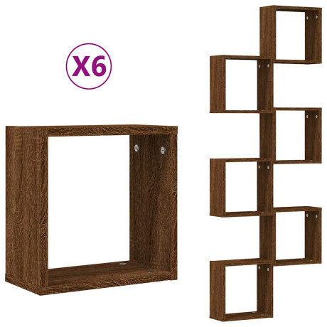 vidaXL Wandschappen kubus 6 st 30x15x30 cm sonoma bruin eikenkleurig afbeelding2 - 1