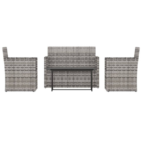 vidaXL 4-delige Loungeset met kussens poly rattan grijs afbeelding2 - 1