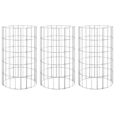 vidaXL Gabion plantenbakken 3 st rond verhoogd Ø30x50 cm staal afbeelding2 - 1
