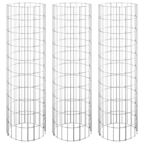 vidaXL Gabion plantenbakken 3 st rond verhoogd Ø30x100 cm staal afbeelding2 - 1