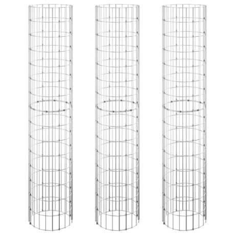 vidaXL Gabion plantenbakken 3 st rond verhoogd Ø30x150 cm staal afbeelding2 - 1