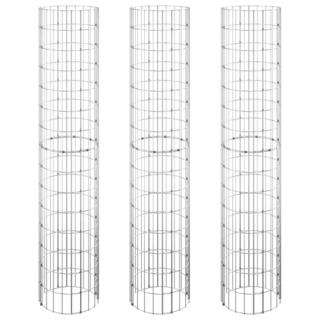 vidaXL Gabion plantenbakken 3 st rond verhoogd Ø30x150 cm staal afbeelding2 - 1