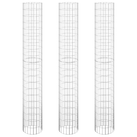 vidaXL Gabion plantenbakken 3 st rond verhoogd Ø30x200 cm staal afbeelding2 - 1