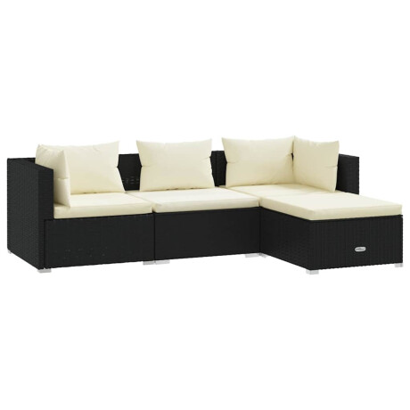 vidaXL 4-delige Loungeset met kussens poly rattan zwart afbeelding2 - 1