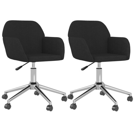 vidaXL Eetkamerstoelen draaibaar 2 st stof zwart afbeelding2 - 1