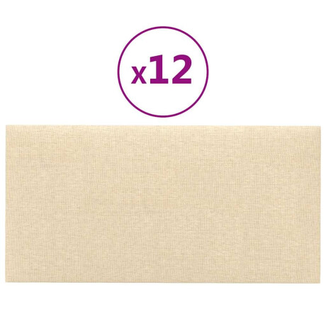 vidaXL Wandpanelen 12 st 0,54 m² 30x15 cm stof crèmekleurig afbeelding2 - 1