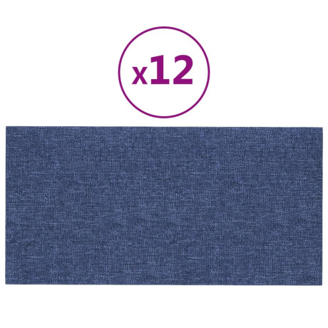 vidaXL Wandpanelen 12 st 0,54 m² 30x15 cm stof blauw afbeelding2 - 1