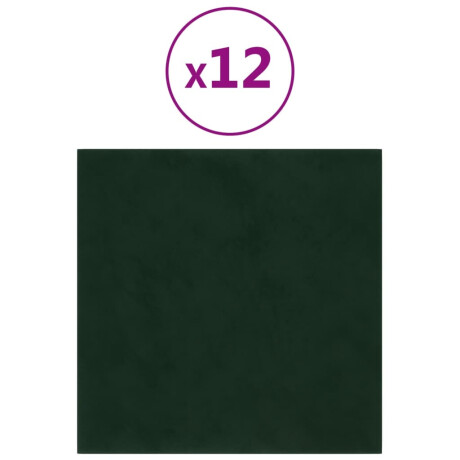 vidaXL Wandpanelen 12 st 1,08 m² 30x30 cm fluweel donkergroen afbeelding2 - 1