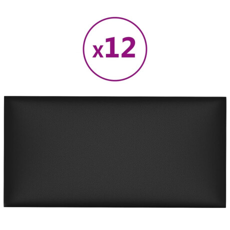 vidaXL Wandpanelen 12 st 2,16 m² 60x30 cm kunstleer zwart afbeelding2 - 1