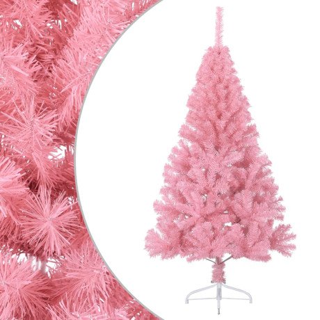 vidaXL Kunstkerstboom met standaard half 120 cm PVC roze afbeelding2 - 1