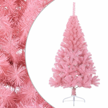 vidaXL Kunstkerstboom met standaard half 150 cm PVC roze afbeelding2 - 1