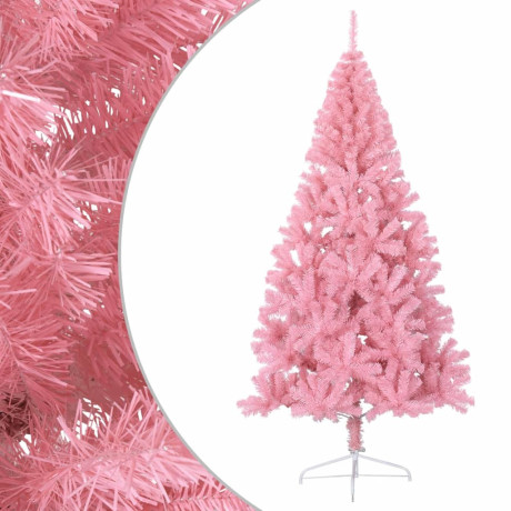 vidaXL Kunstkerstboom met standaard half 240 cm PVC roze afbeelding2 - 1