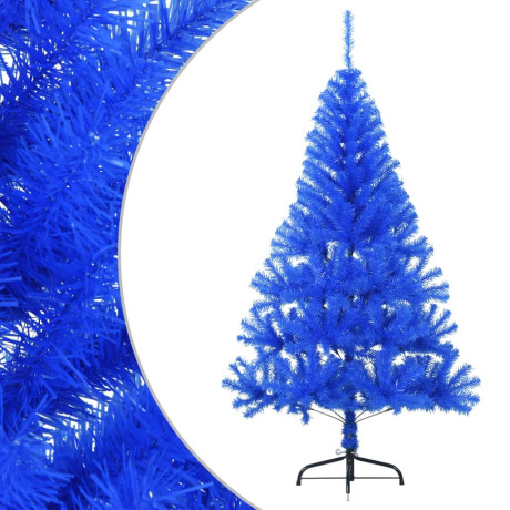 vidaXL Kunstkerstboom met standaard half 120 cm PVC blauw afbeelding2 - 1