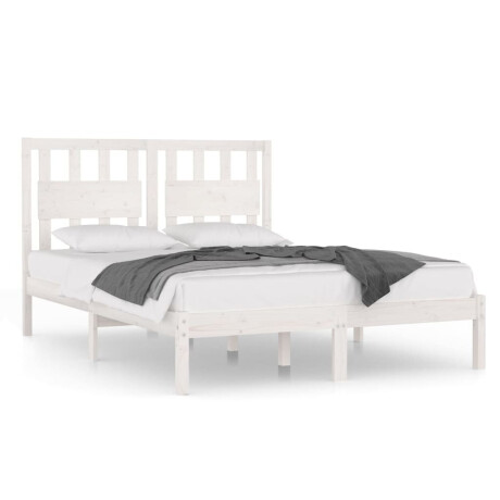 vidaXL Bedframe massief grenenhout wit 135x190 cm 4FT6 Double afbeelding2 - 1