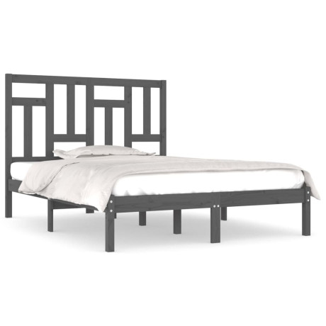 vidaXL Bedframe massief grenenhout grijs 120x200 cm afbeelding2 - 1