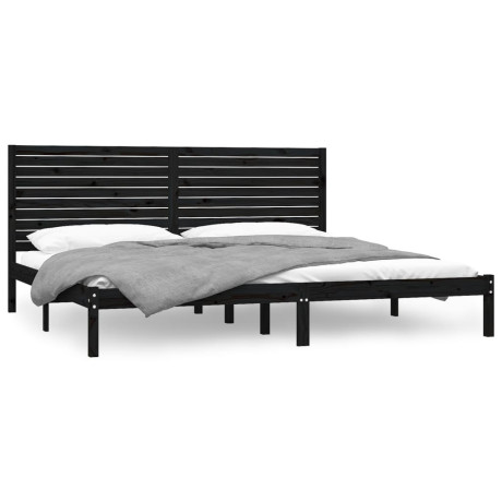 vidaXL Bedframe massief hout zwart 180x200 cm Super King afbeelding2 - 1