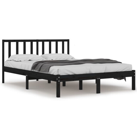 vidaXL Bedframe massief grenenhout zwart 200x200 cm afbeelding2 - 1